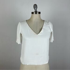 Babaton White V Neck Short Sleeve Top